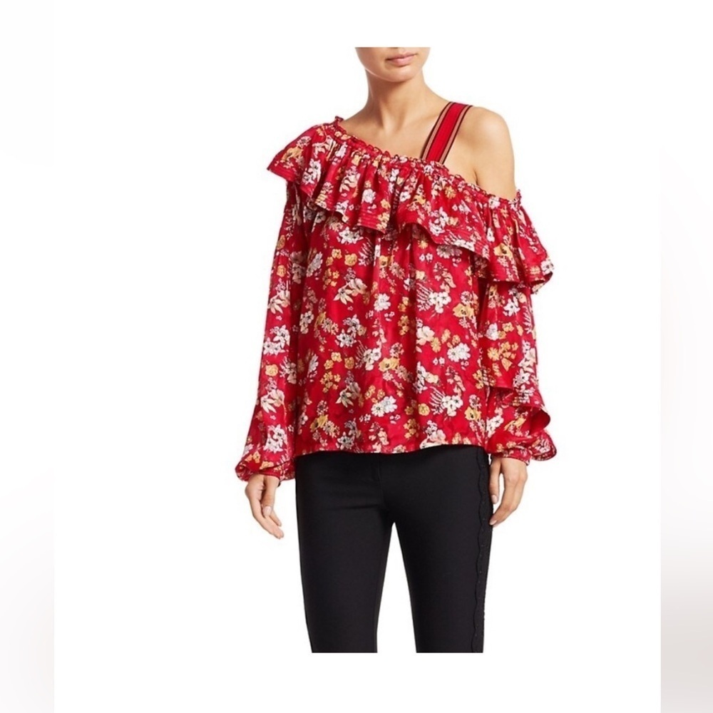 Derek Lam 10 Crosby Red Floral Blouse